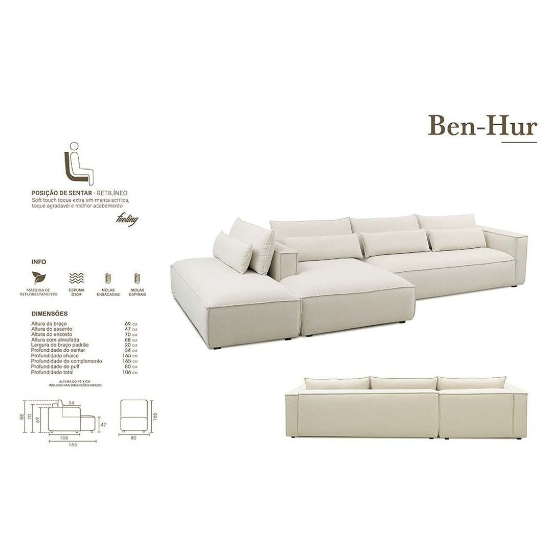 Sofá Estofado Ben-Hur Linho Branco