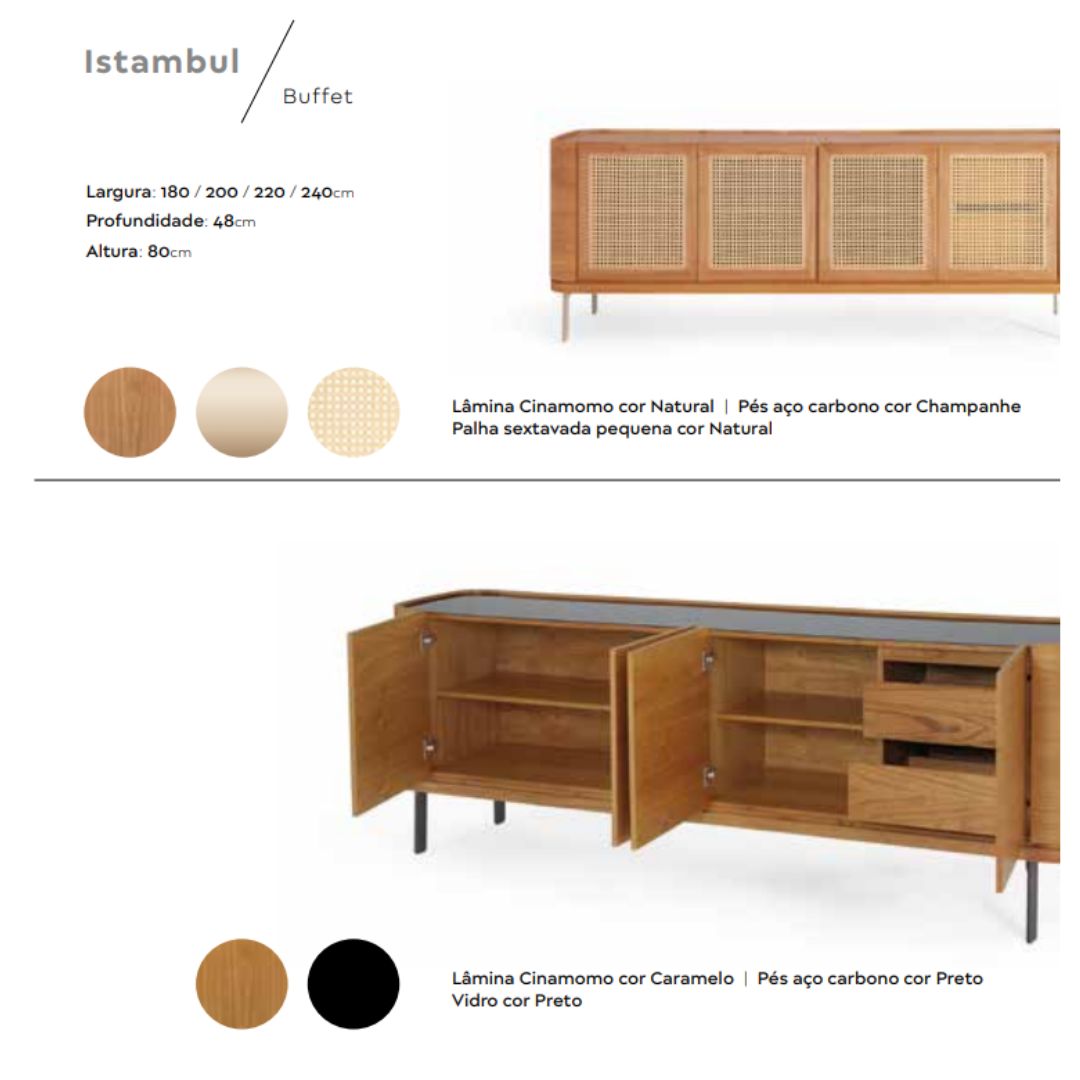 Istanbul Laminated Cinnamon Buffet with Hexagonal Straw 180cm