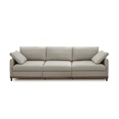 Sofá Estofado Lyon Linho Off White Com Mesa De Madeira