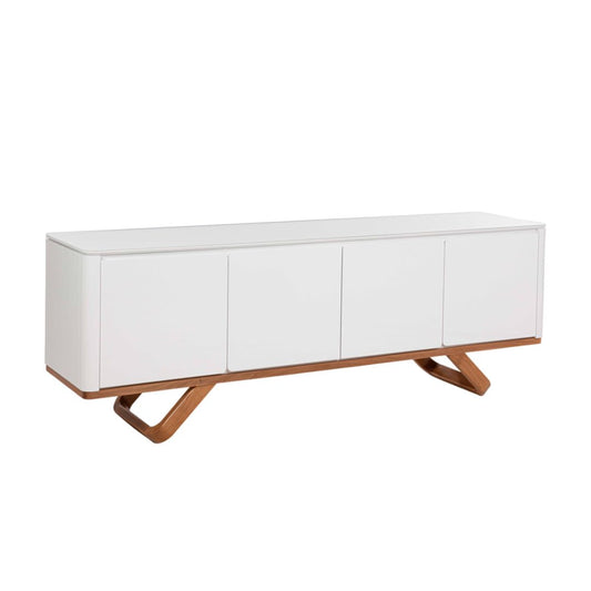 Davos Buffet Wooden Base with White Lacquered Box and Doors 200cm