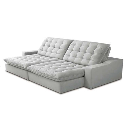 Santorini Retractable and Reclining Upholstered Sofa in Off-White Linen