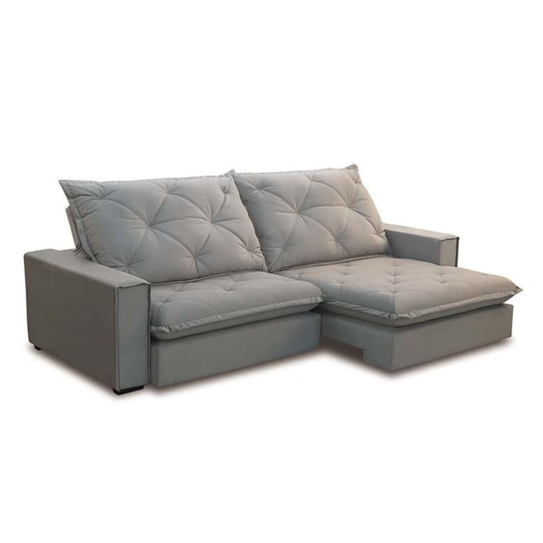 Sofá Davos Tapizado Reclinable y Reclinable Lino Gris
