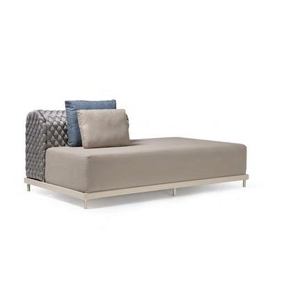 Sofá Arco Modulo Chaise Com Encosto Lado Direito Estrutura Em Alumínio Cor Fendi Tricô Náutico Cor Cinza Estofado Cor Fendi