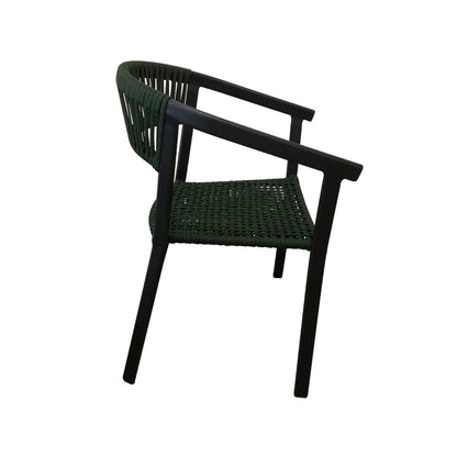 Silla de Aluminio Negro con Cuerda Náutica Verde Musgo