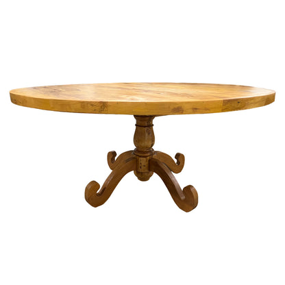 Mesa de comedor redonda clásica de madera maciza 170 cm - 8 plazas