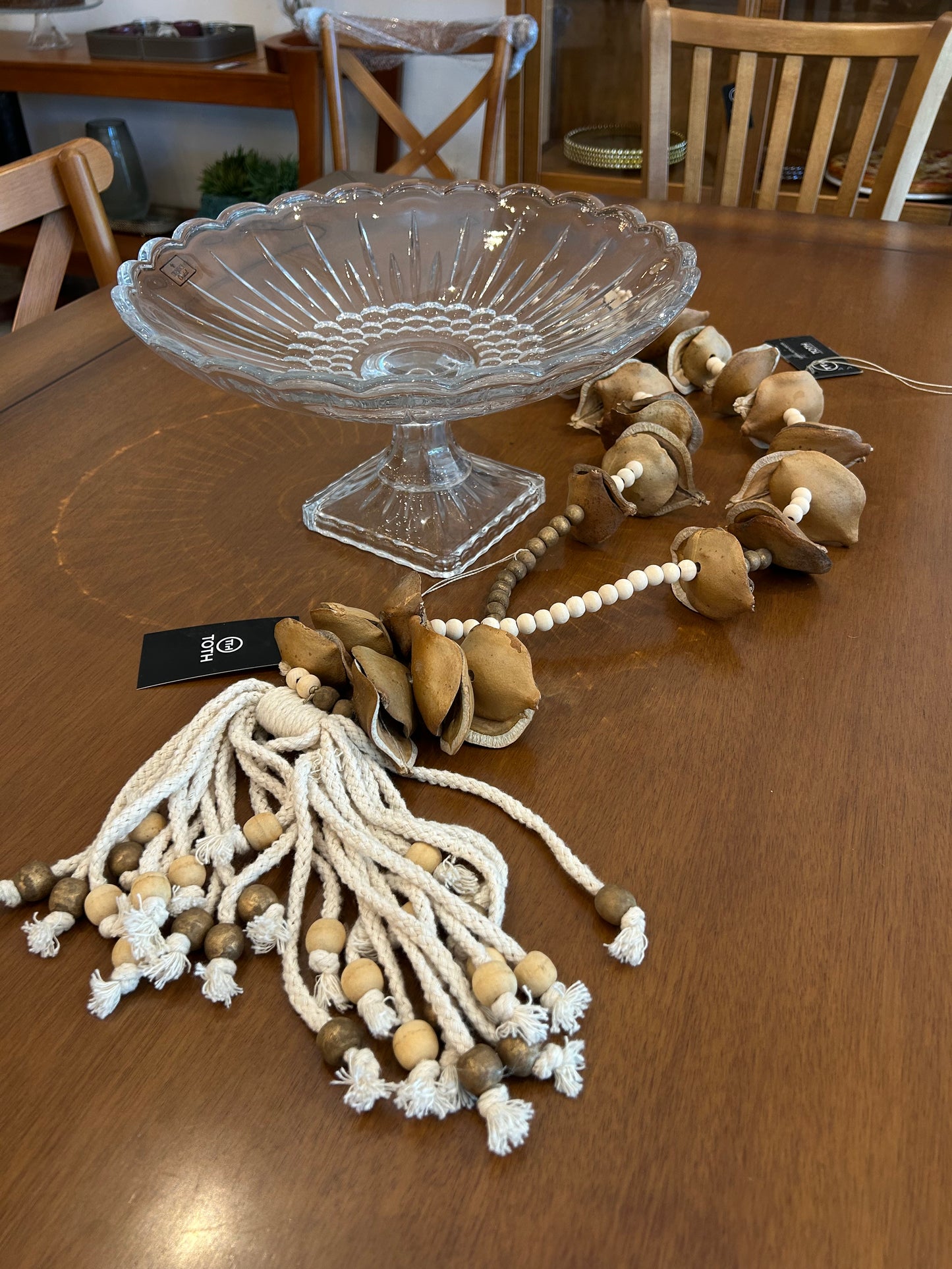 Decorative Beige Necklace Beads Brown and Light Beige Jacaranda Seeds