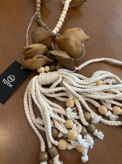 Decorative Beige Necklace Beads Brown and Light Beige Jacaranda Seeds