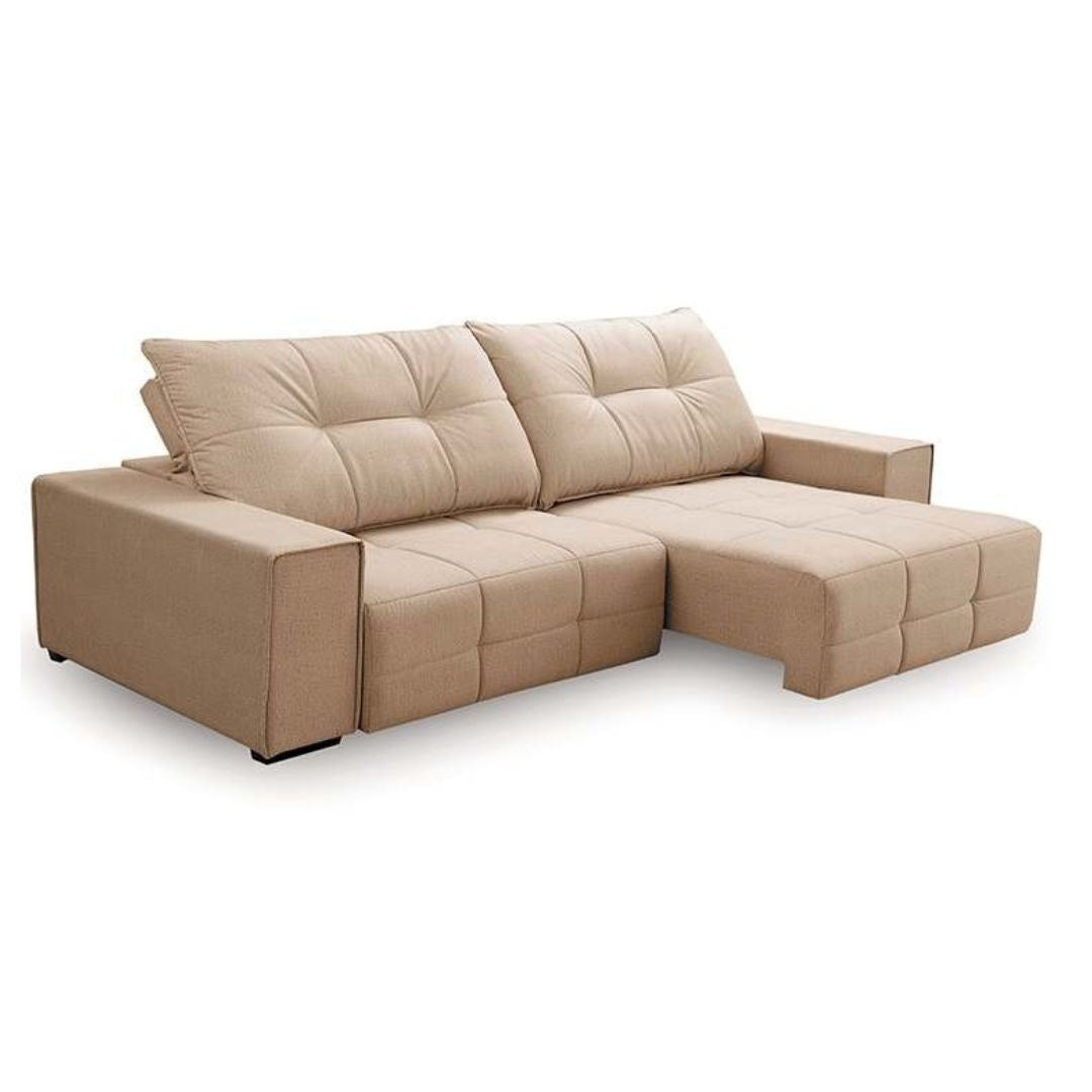Fly Retractable and Reclining Upholstered Sofa in Cream Linen
