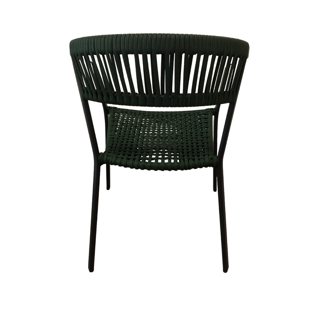 Silla de Aluminio Negro con Cuerda Náutica Verde Musgo