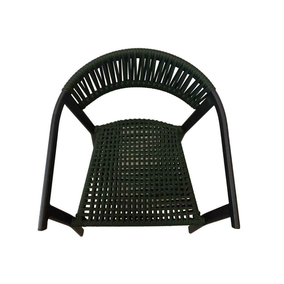 Silla de Aluminio Negro con Cuerda Náutica Verde Musgo