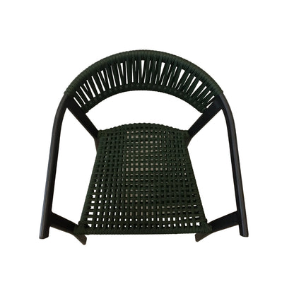 Silla de Aluminio Negro con Cuerda Náutica Verde Musgo