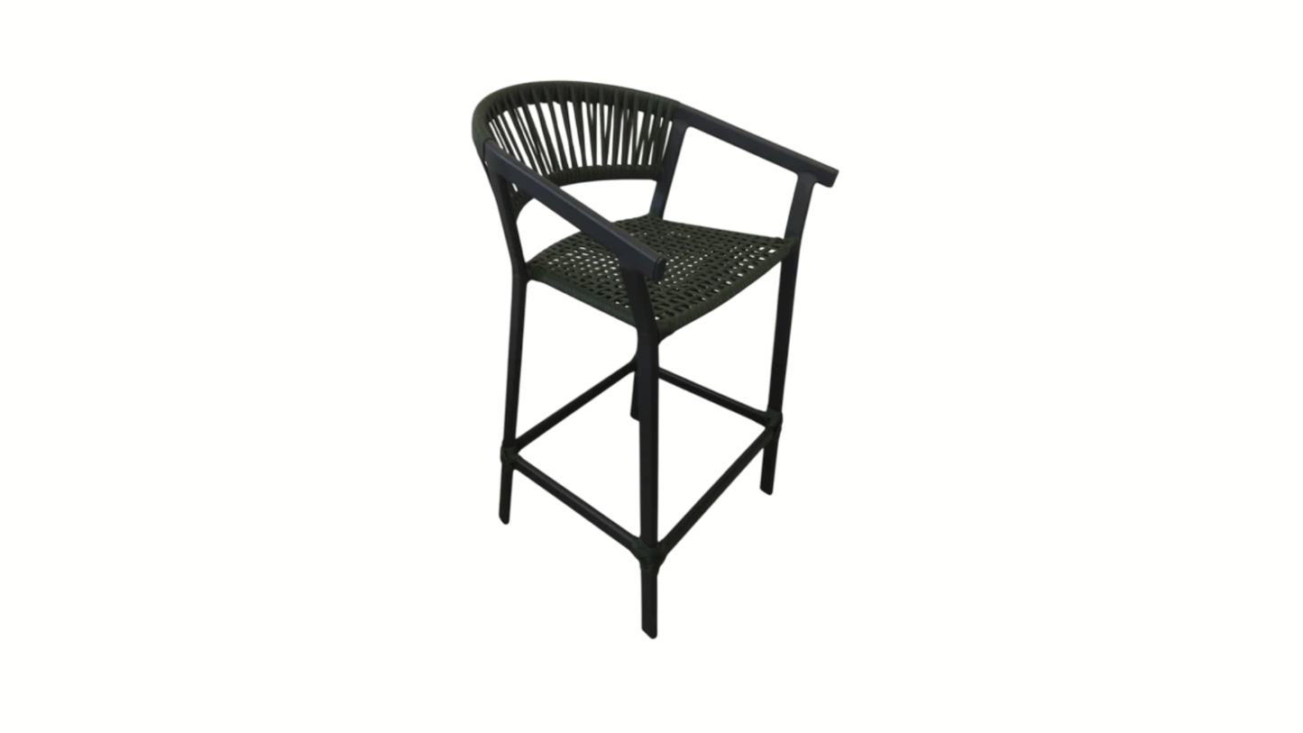Duda Stool, Black Aluminum and Black Nautical Rope