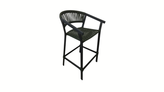 Duda Stool, Black Aluminum and Black Nautical Rope
