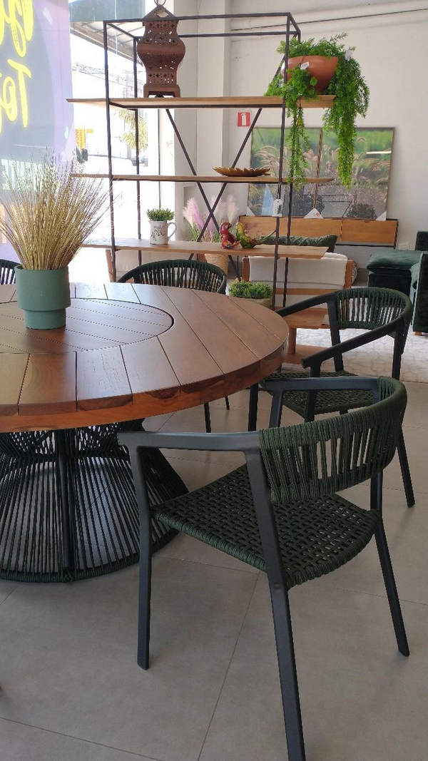 Ambiente 1 com Silla de Aluminio Negro con Cuerda Náutica Verde Musgo