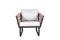 Sillón Acapulco de Aluminio en Negro y Tejido Náutico en Beige