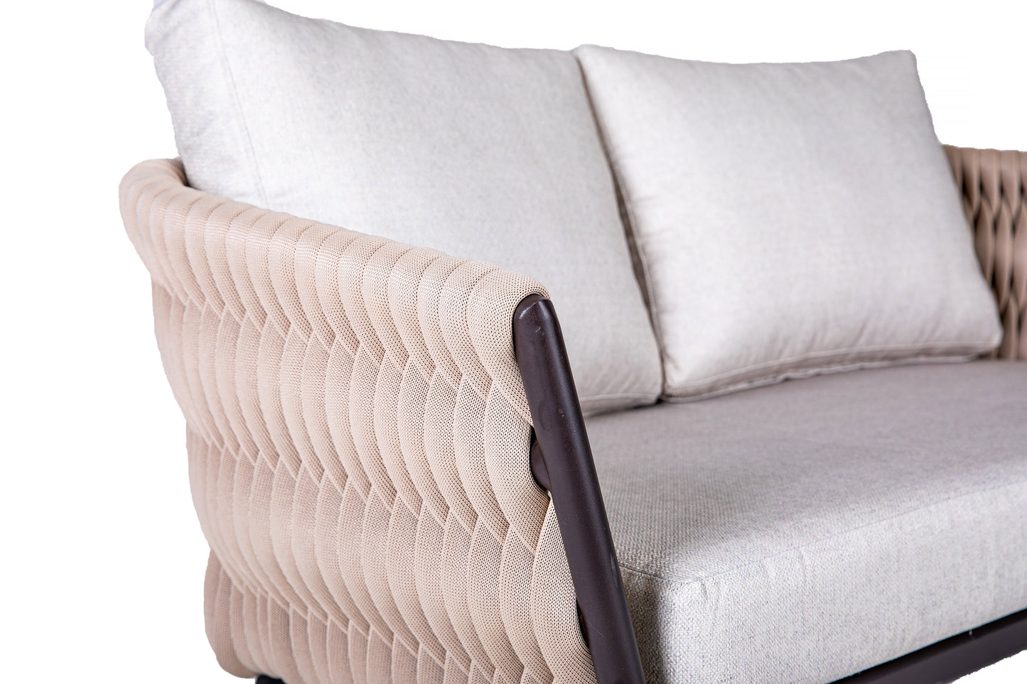 Acapulco 2-Seater Sofa in Black Aluminum and Beige Nautical Knit