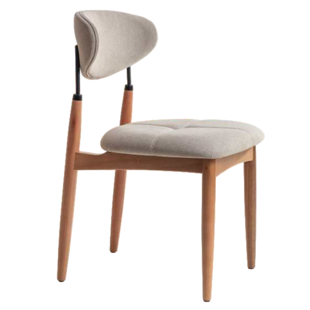 Adara Chair Natural Wood Black Metal Upholstered Fabric Seat BR6000