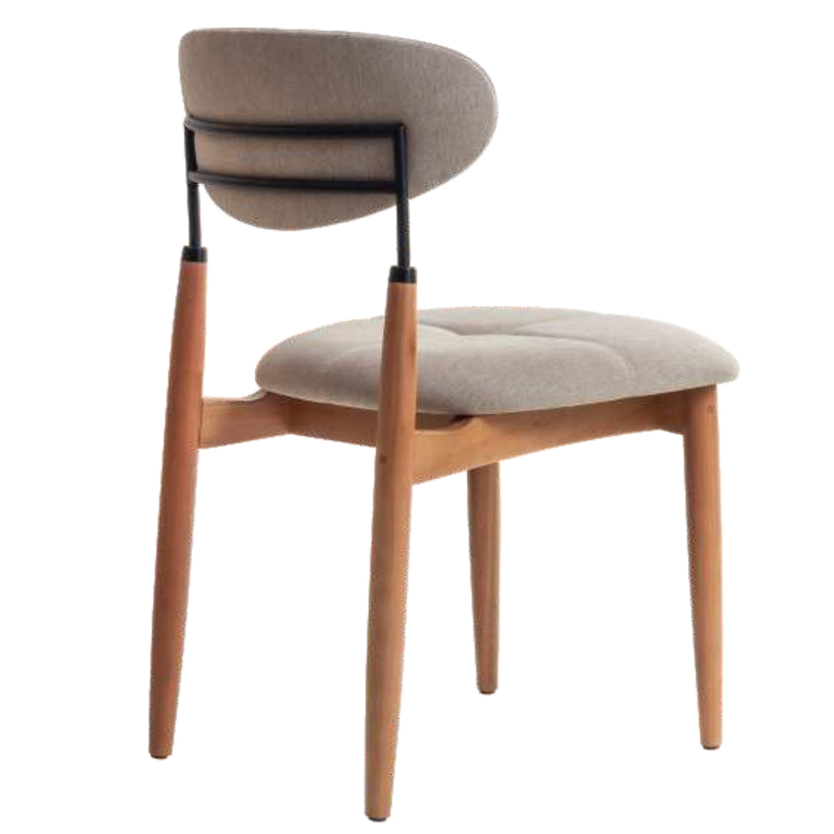 Adara Chair Natural Wood Black Metal Upholstered Fabric Seat BR6000
