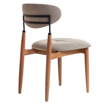 Cadeira Adara Madeira Natural Metal Preto Assento Estofado Tecido BR6000