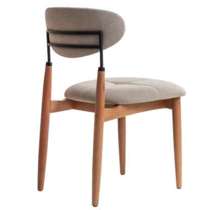 Adara Chair Natural Wood Black Metal Upholstered Fabric Seat BR6000