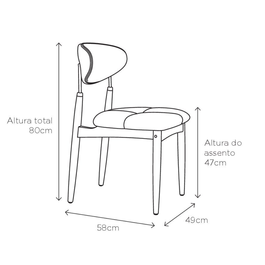 Cadeira Adara Madeira Natural Metal Preto Assento Estofado Tecido BR6000