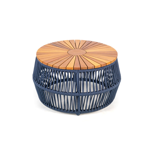 Mesa de Centro Alice Sobre Madera Aluminio Color Azul y Cuerda Náutica Color Azul