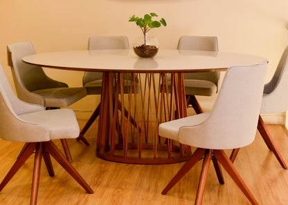 Mesa de Jantar Aero Oval Madeira Cor Cinamomo 58 180x110cm