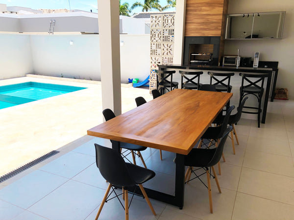 Ambiente 4 com Vanessa Dining Table 250x120cm Solid Wood Top Iron Base - 8 Seats