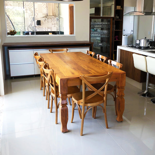 Ambiente 3 com Mesa de Jantar Juliano 200x100cm Madeira Maciça - 8 Lugares