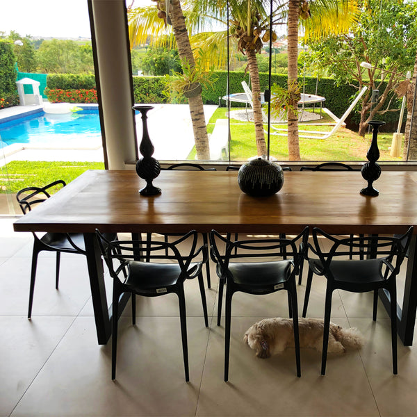 Ambiente 2 com Vanessa Dining Table 250x120cm Solid Wood Top Iron Base - 8 Seats