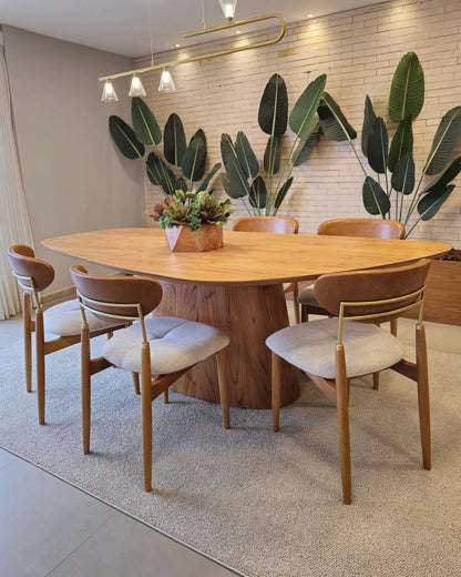 Adara Chair Natural Wood Black Metal Upholstered Fabric Seat BR6000