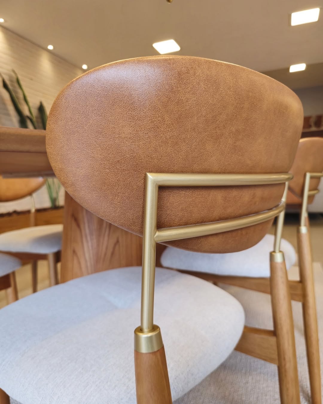 Adara Chair Natural Wood Black Metal Upholstered Fabric Seat BR6000