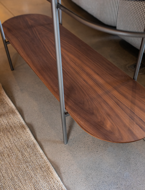 Aparador Arthurito Madeira Nogueira Aço Silver Pedra Nero Marquina