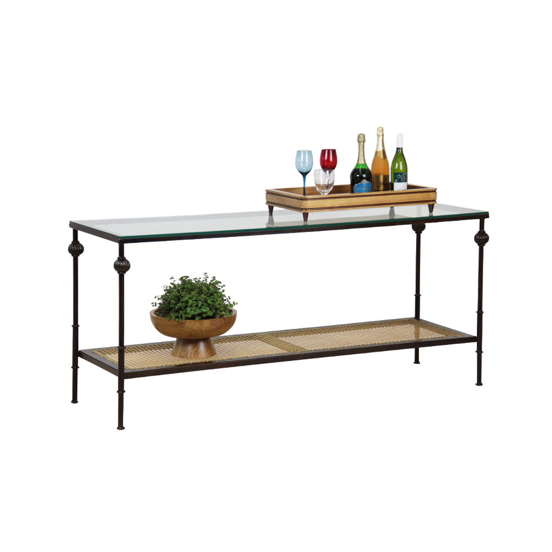 Aparador Bertioga 180x60x80cm Hierro Madera y Paja Natural
