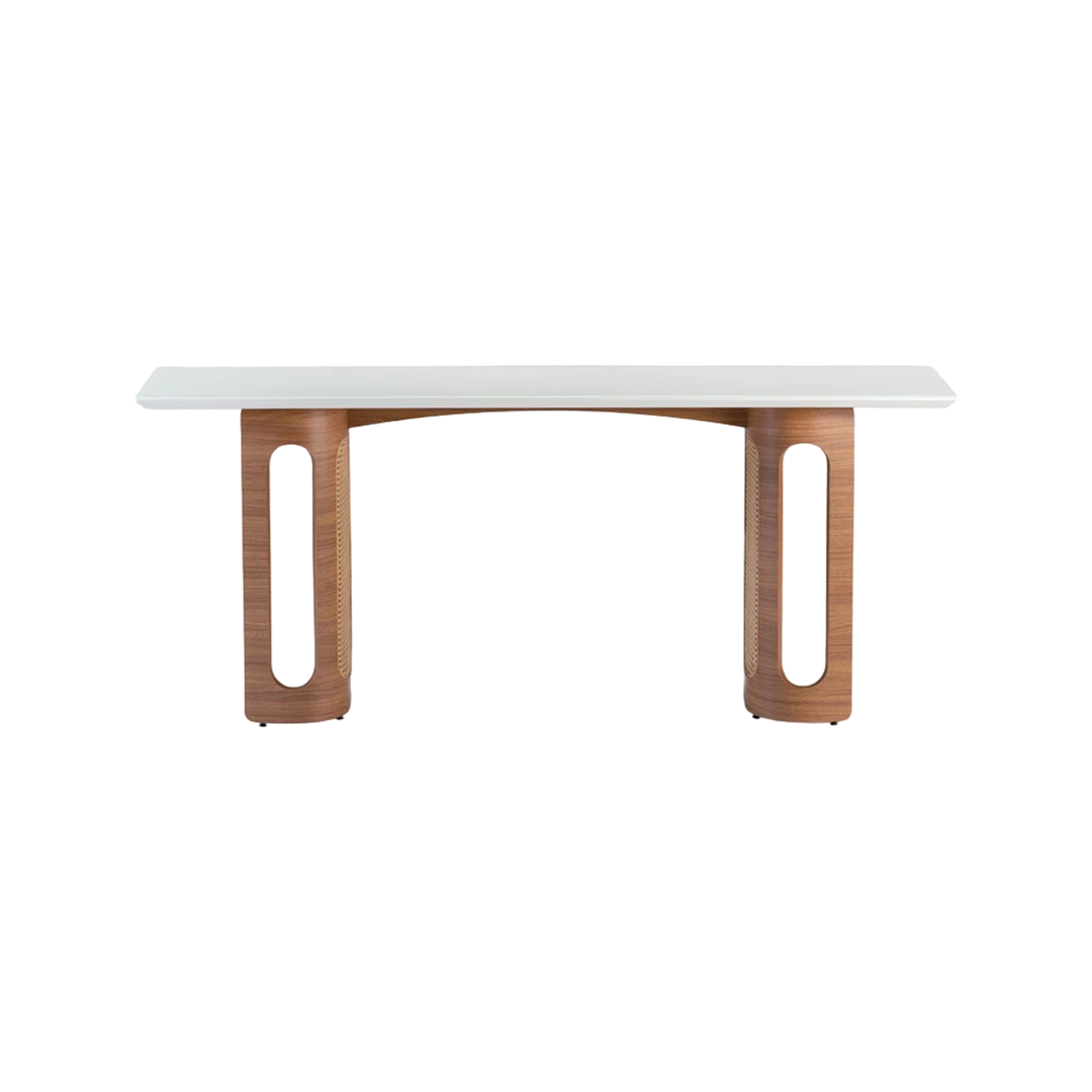 Lena Sideboard 160x45x76cm White Glass Top Off White