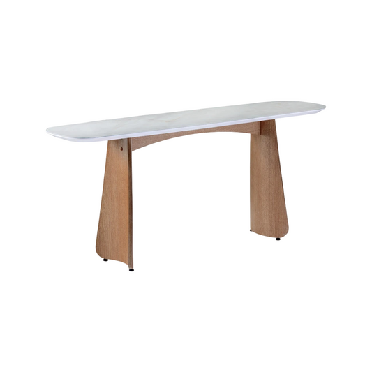 Aparador Margarete 135x40x76 cm tapa de cristal blanco crudo