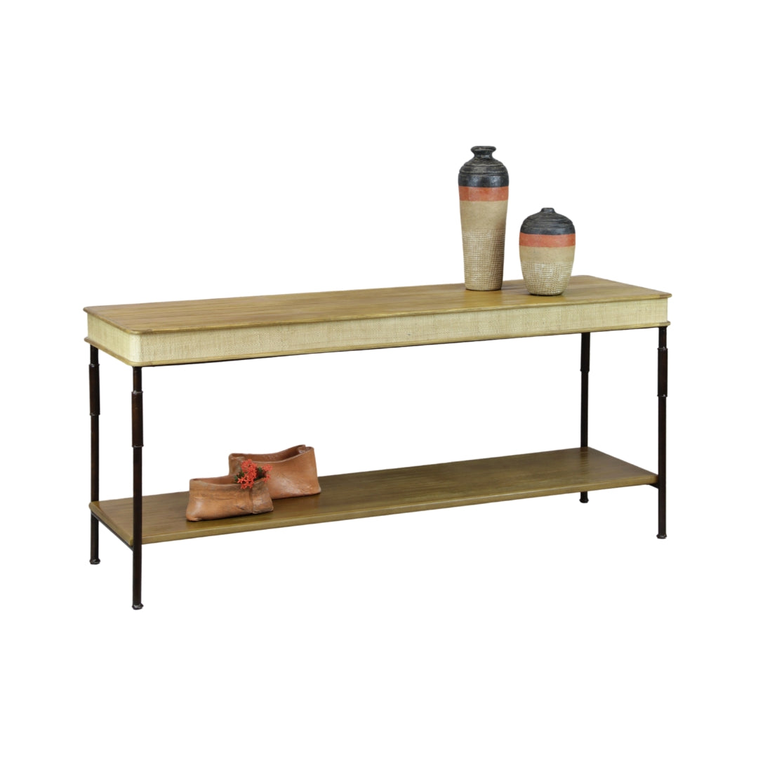 Aparador Timburi 180x60x80cm Hierro Madera y Paja Natural