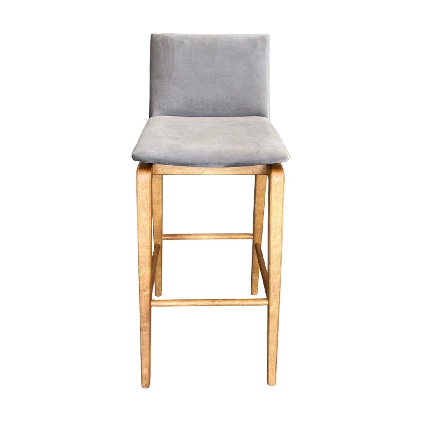 Taburete Horus de madera tapizado en ante gris
