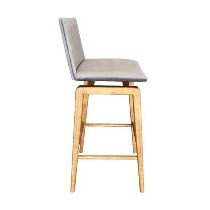 Taburete Horus de madera tapizado en ante gris