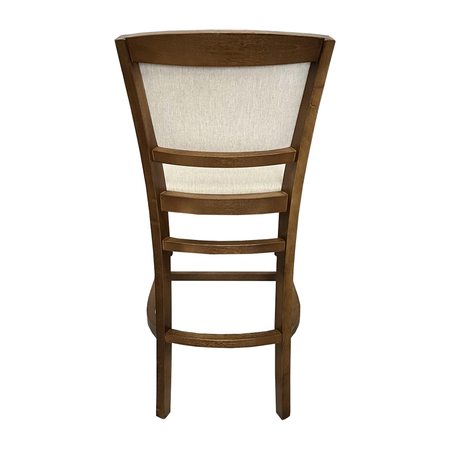 Taburete London Color Pino Asiento Tapizado Lino Crema