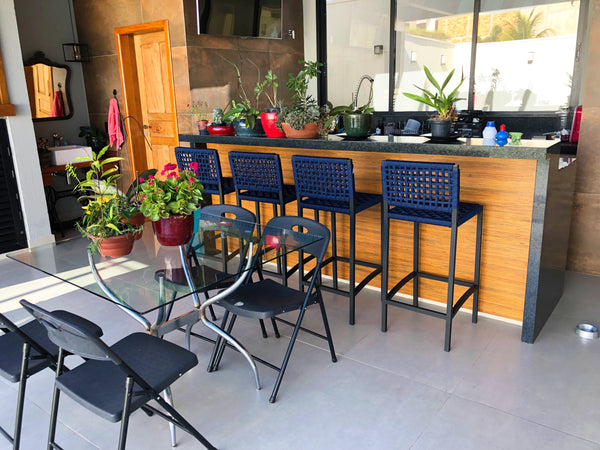 Ambiente 3 com Taburete Angra Aluminio y Cuerda Náutica Negra