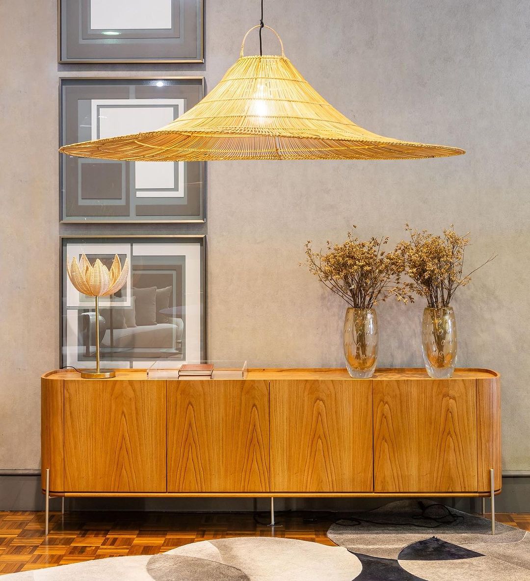 Antares II Mostrador Madera Canela 220x45x80cm 4 Puertas