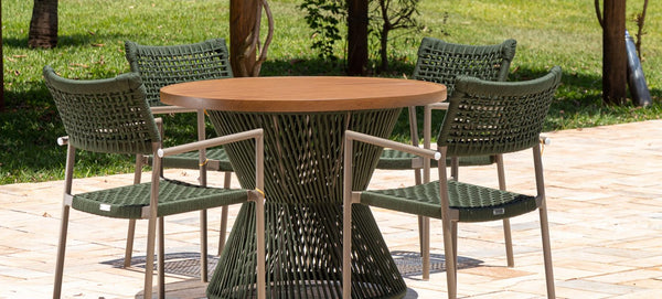 Ambiente 1 com Tumbona de Aluminio Color Negro Cuerda Náutica Color Arena
