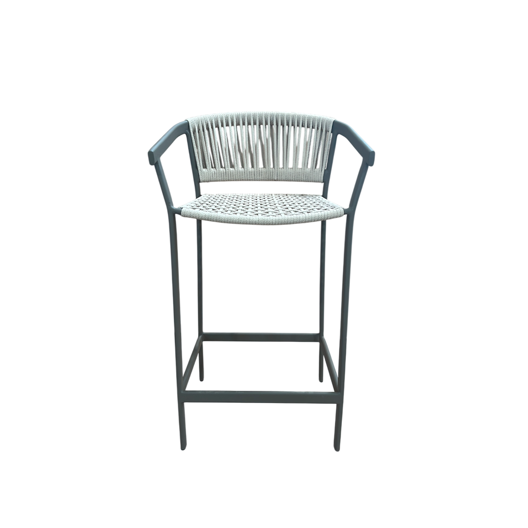 Duda Stool, Black Aluminum and Black Nautical Rope