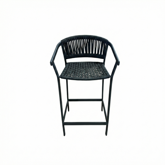 Duda Stool, Black Aluminum and Black Nautical Rope