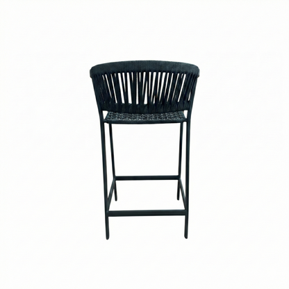 Taburete Duda de Aluminio en Negro y Cuerda Náutica en Negro