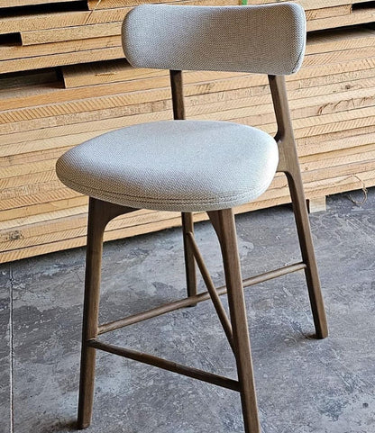 Noa Stool Brown Wood Upholstered Fabric Backrest and Seat 116