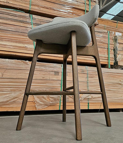 Noa Stool Brown Wood Upholstered Fabric Backrest and Seat 116