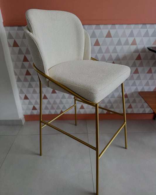 Banqueta Stella Aço Dourado Tecido A
