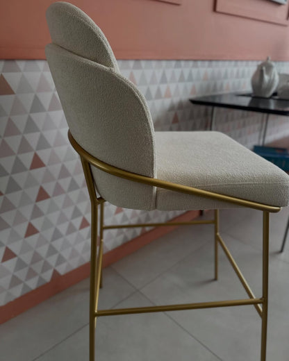 Banqueta Stella Aço Dourado Tecido A